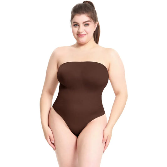 Combinaison Moulante en Tricot Seamless avec Corset de Modelage du Corps, Bretelles Amovibles et Dos-nu en T