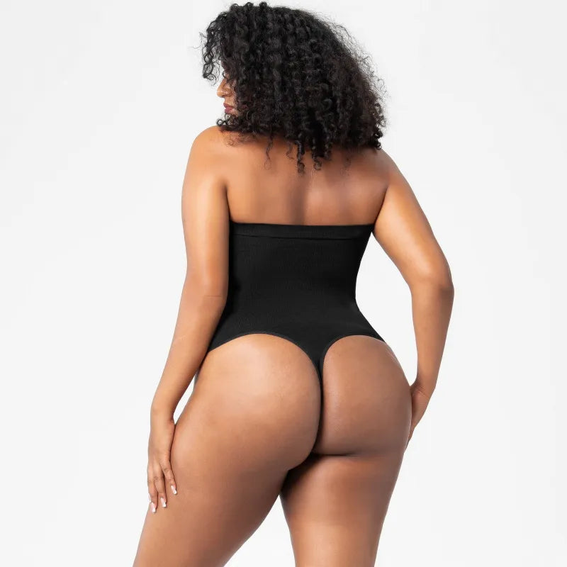 Seamless Knit Shaping Bodysuit with Corset, Removable Straps and T-Back