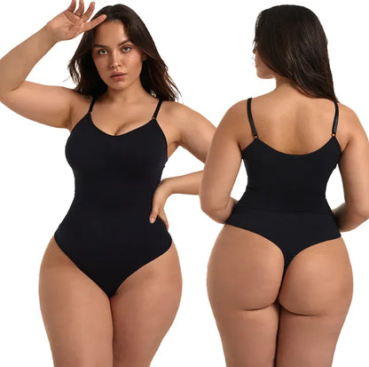 Seamless Knit Shaping Bodysuit with Corset, Removable Straps and T-Back